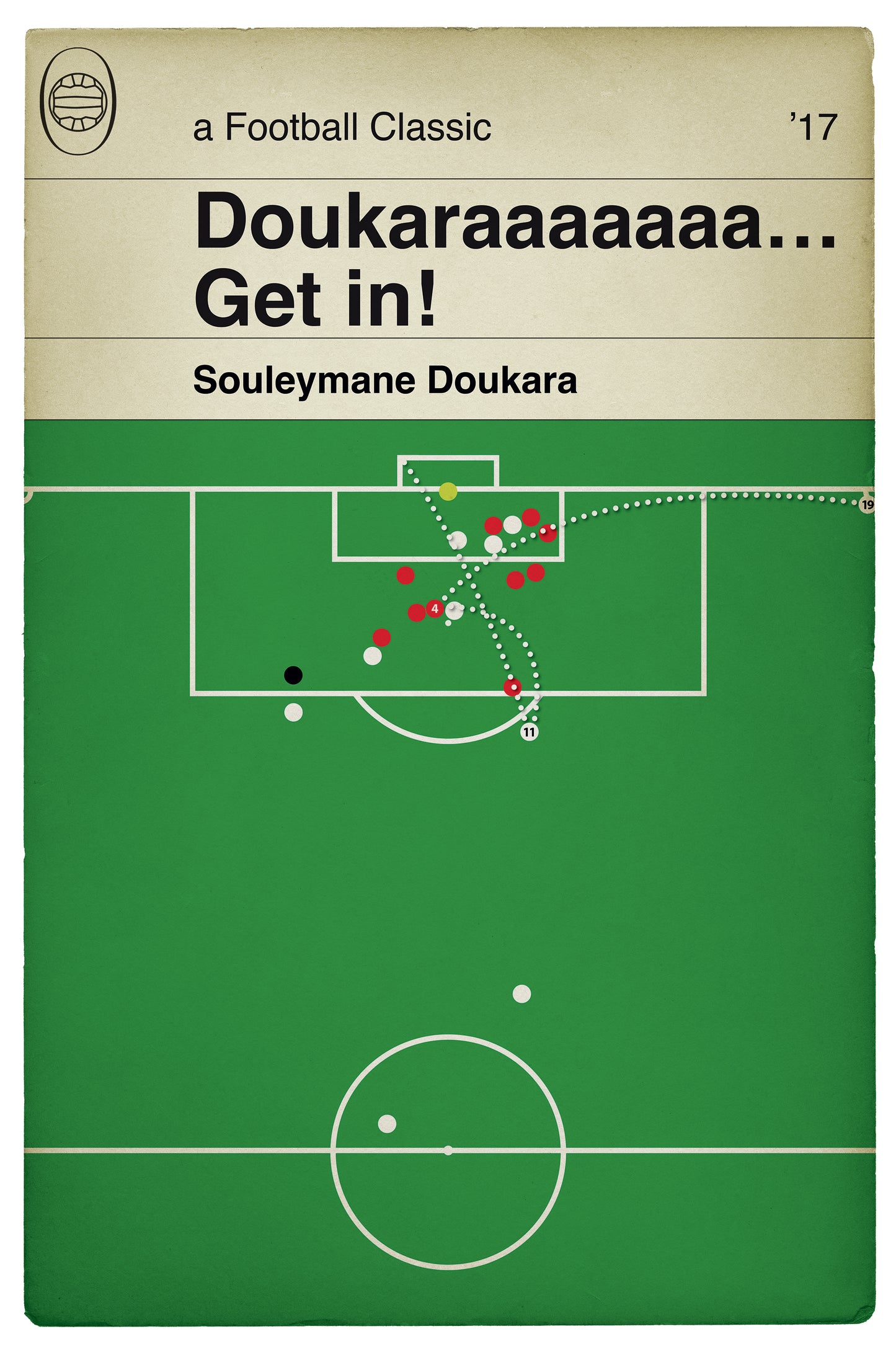 Souleymane Doukara Volley - Leeds United 2 Nottingham Forest 0 - Championship 2017 - Classic Book Cover Poster (Various Sizes)