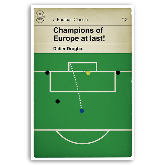 Didier Drogba Winning Penalty - Chelsea v Bayern Munich - European Final 2012 - Book Cover Print (Various Sizes)