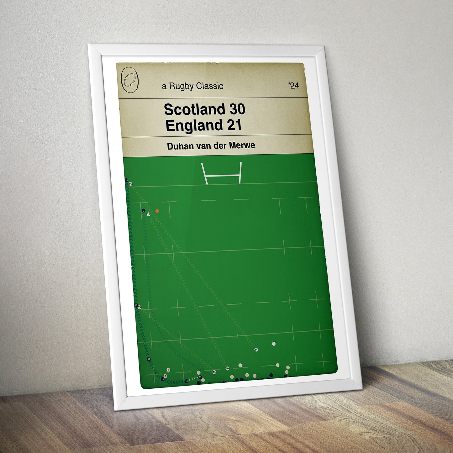 Scotland 30 England 21 - Duhan van der Merwe Try - Scotland win - Murrayfield - Six Nations 2024 - Book Cover Print (Various Sizes)