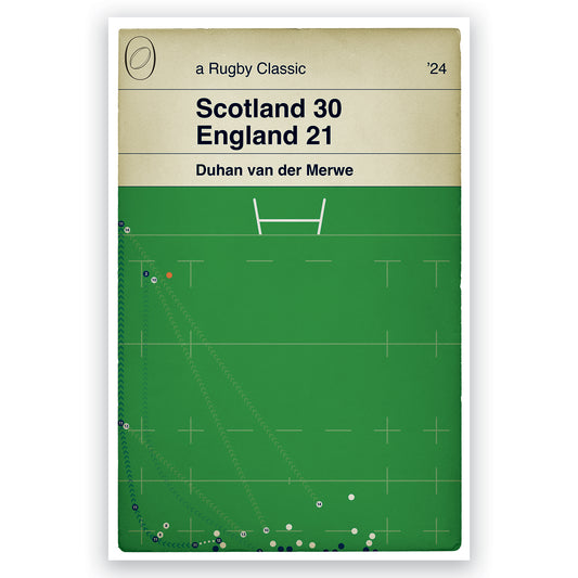 Scotland 30 England 21 - Duhan van der Merwe Try - Scotland win - Murrayfield - Six Nations 2024 - Book Cover Print (Various Sizes)