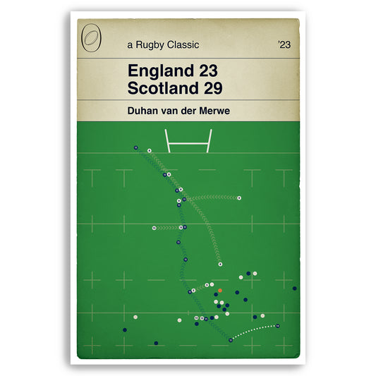 Duhan van der Merwe Try - England 23 Scotland 29 - Scotland win at Twickenham - Six Nations 2023 - Book Cover Print (Various Sizes)