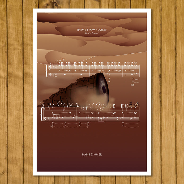 Theme from Dune - ‘Paul’s Dream’ by Hans Zimmer - SandWorm - Movie Classics Poster - Soundtrack Print - Sheet Music Art (Various Sizes)