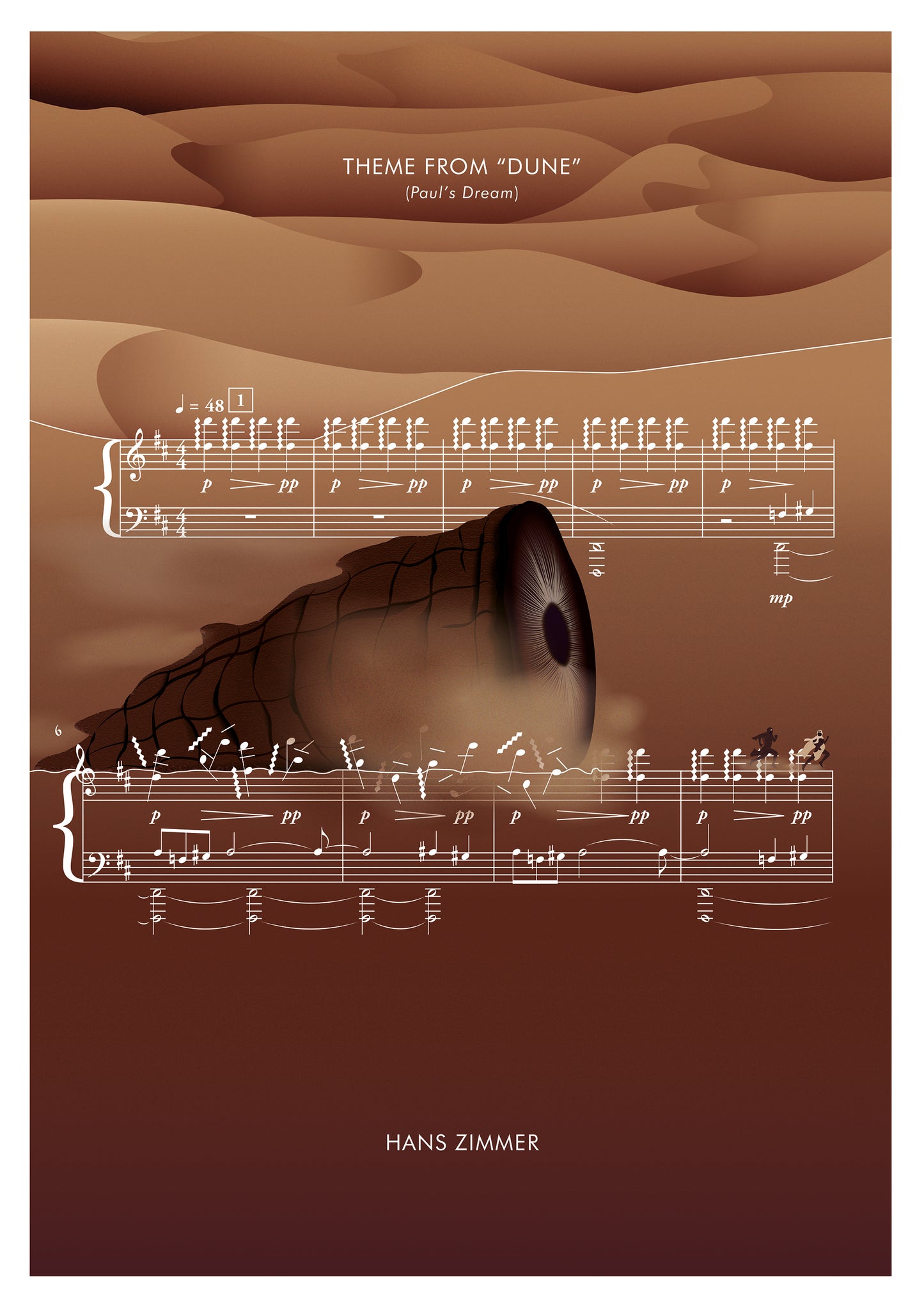 Theme from Dune - ‘Paul’s Dream’ by Hans Zimmer - SandWorm - Movie Classics Poster - Soundtrack Print - Sheet Music Art (Various Sizes)