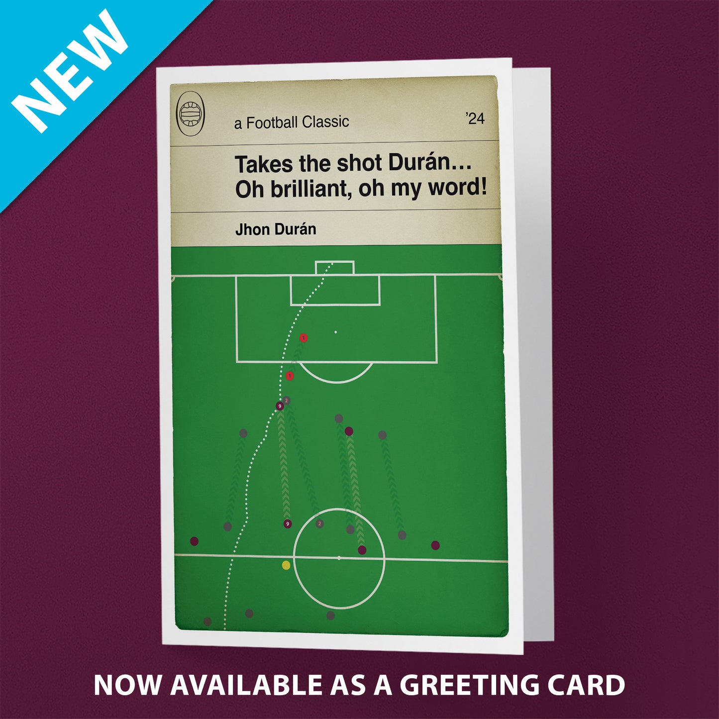 Aston Villa winner v Bayern Munich - Jhon Duran Goal - 2024 Champions League - Book Cover Goal Poster - Football Gift (Various Sizes)