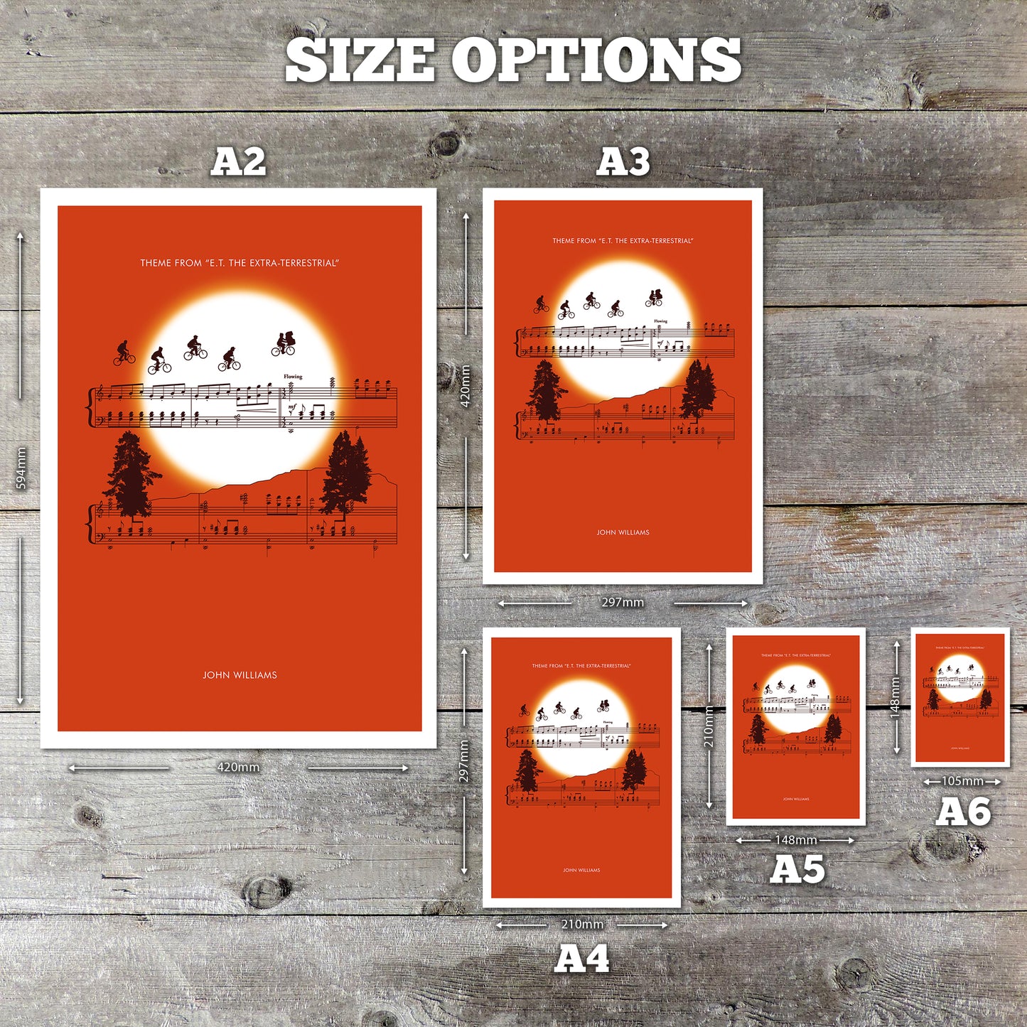 ET Sheet Music Print - Movie Classics Poster - Theme from E.T. The Extra-Terrestrial by John Williams - Soundtrack Poster (Various Sizes)