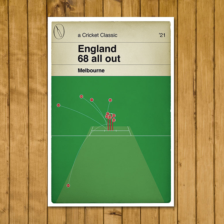 England 68 All Out - Australia win Ashes - Australia v England 2021 - Melbourne - Cricket Print - Classic Book Cover Poster (Various Sizes) Active