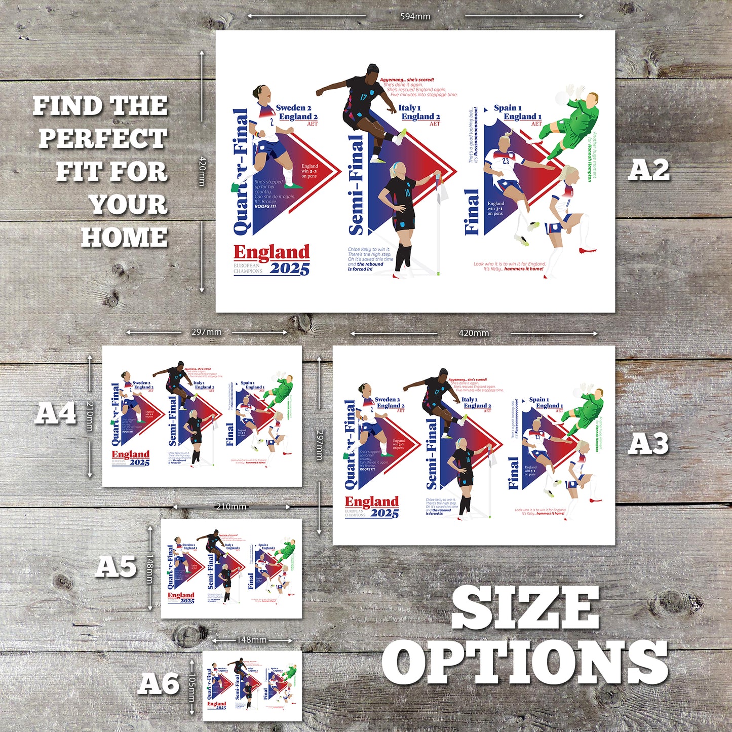 England European Champions 2025 - Iconic Moments - Women's Euro 2025 - Postcard, Poster, Greeting Card (Various Sizes)