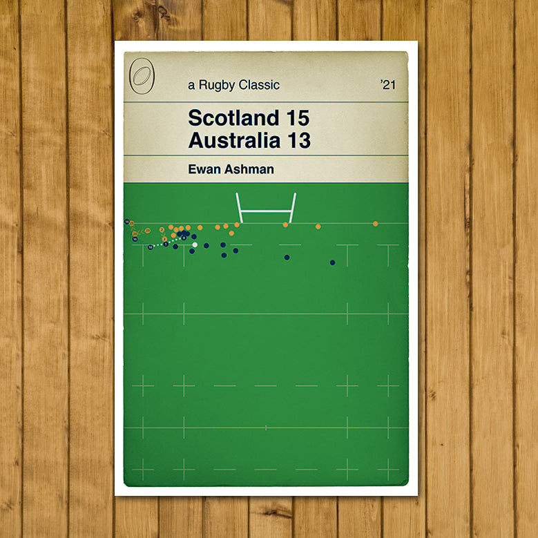 Scotland 15 Australia 13 - Ewan Ashman Try - Autumn International 2021 - Rugby Book Cover Poster (Various Sizes)