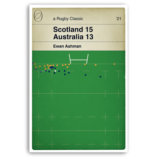 Scotland 15 Australia 13 - Ewan Ashman Try - Autumn International 2021 - Rugby Book Cover Poster (Various Sizes)