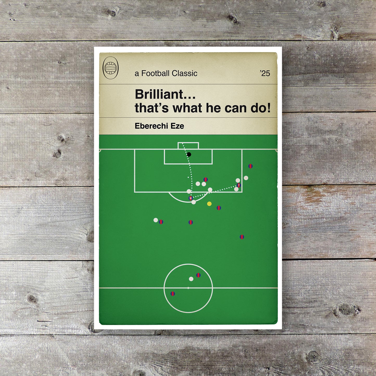Eberechi Eze Goal - Crystal Palace 3 Aston Villa 0 - FA Cup Semi-Final 2025 - Classic Book Cover Print (Various Sizes)