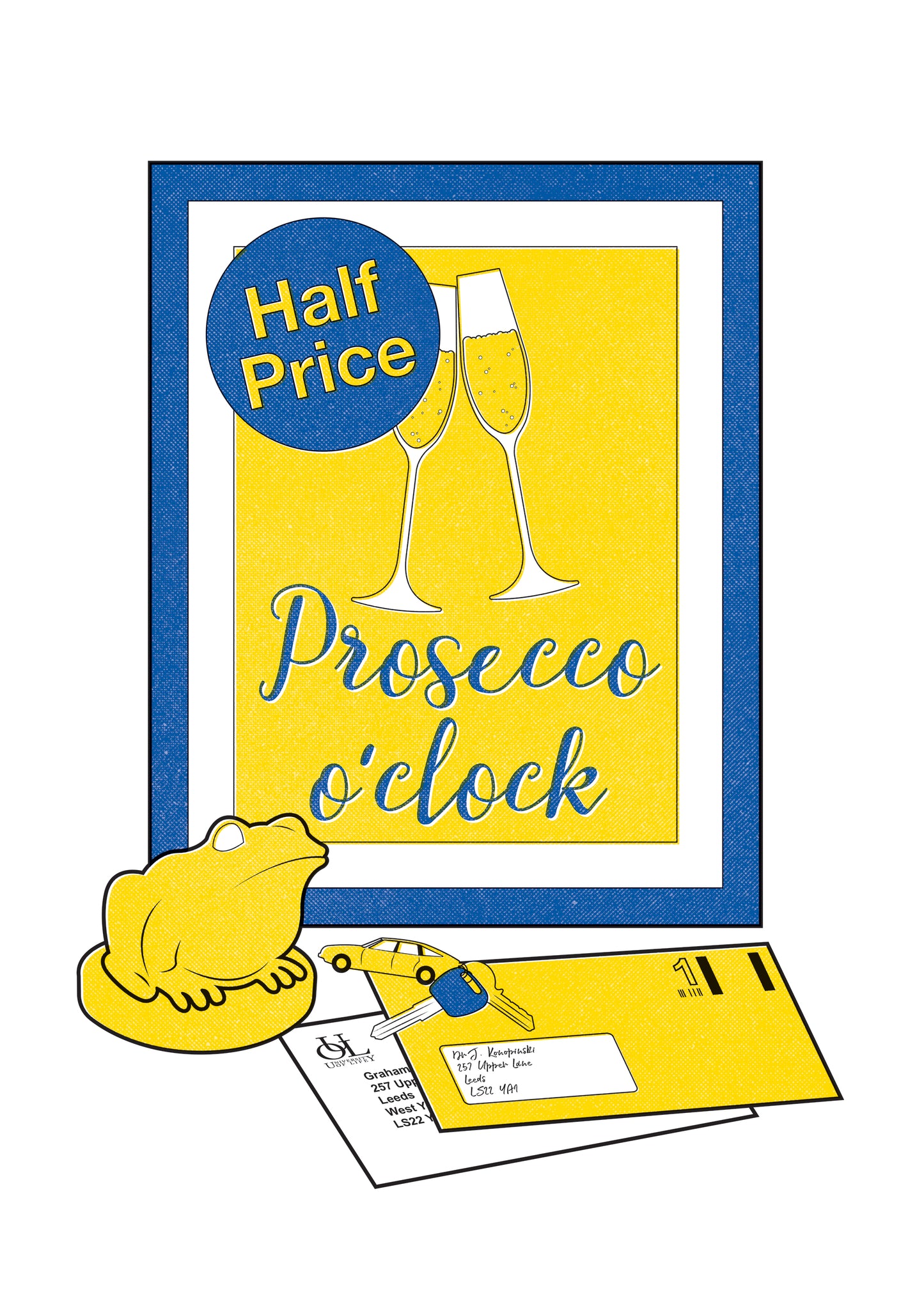 Illustrative Song Lyric Poster - Alternative Indie Rock Music - Fixer Upper - Post Punk - Prosecco o'clock poster - Various sizes