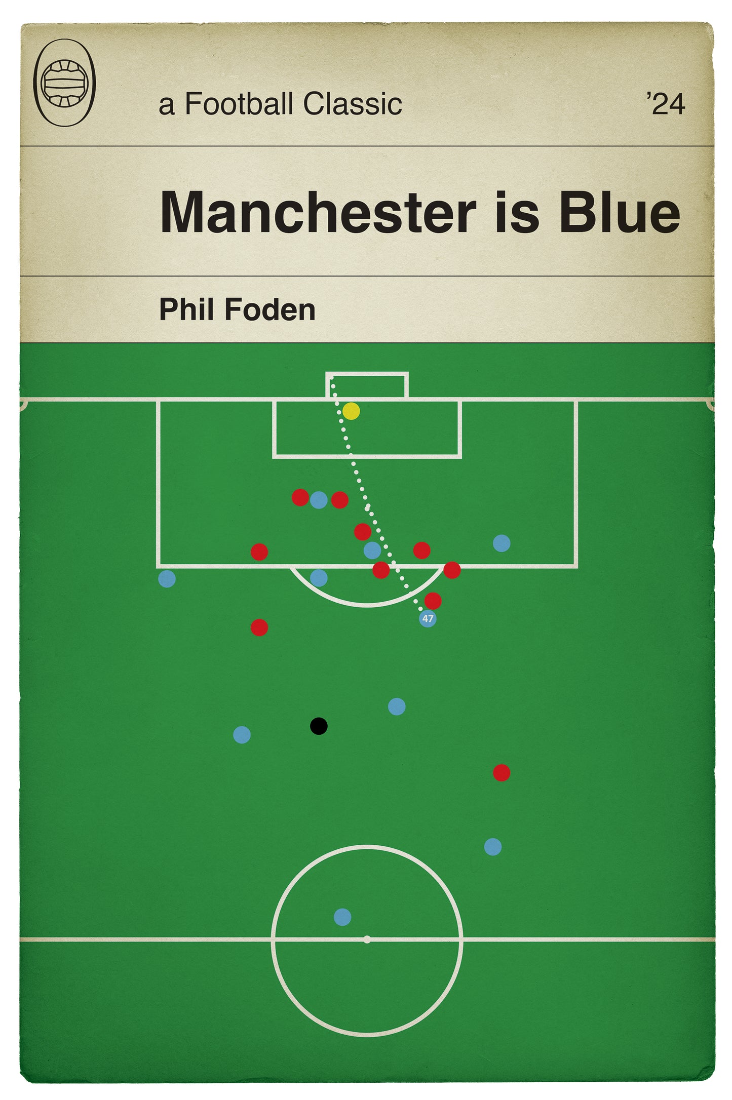 Phil Foden Goal v Manchester United in 2024 - Manchester City 3 Man Utd 1 - Book Cover Print - Football Gift (Various Sizes)