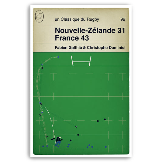 Christophe Dominici Try - Nouvelle-Zélande 31 France 43 - World Cup Semi Final 1999 - Rugby Book Cover Poster (Various Sizes Available)
