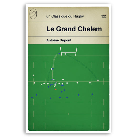 France 25 Angleterre 13 - Antoine Dupont Try - Le Grand Chelem - Champions des six nations 2022 - Rugby Book Poster (Various Sizes)