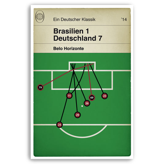 Brasilien 1 Deutschland 7 - Germany 7 Brazil 1 - All Seven German Goals - World Cup 2014 - Classic Book Cover - Football Poster (Various sizes)