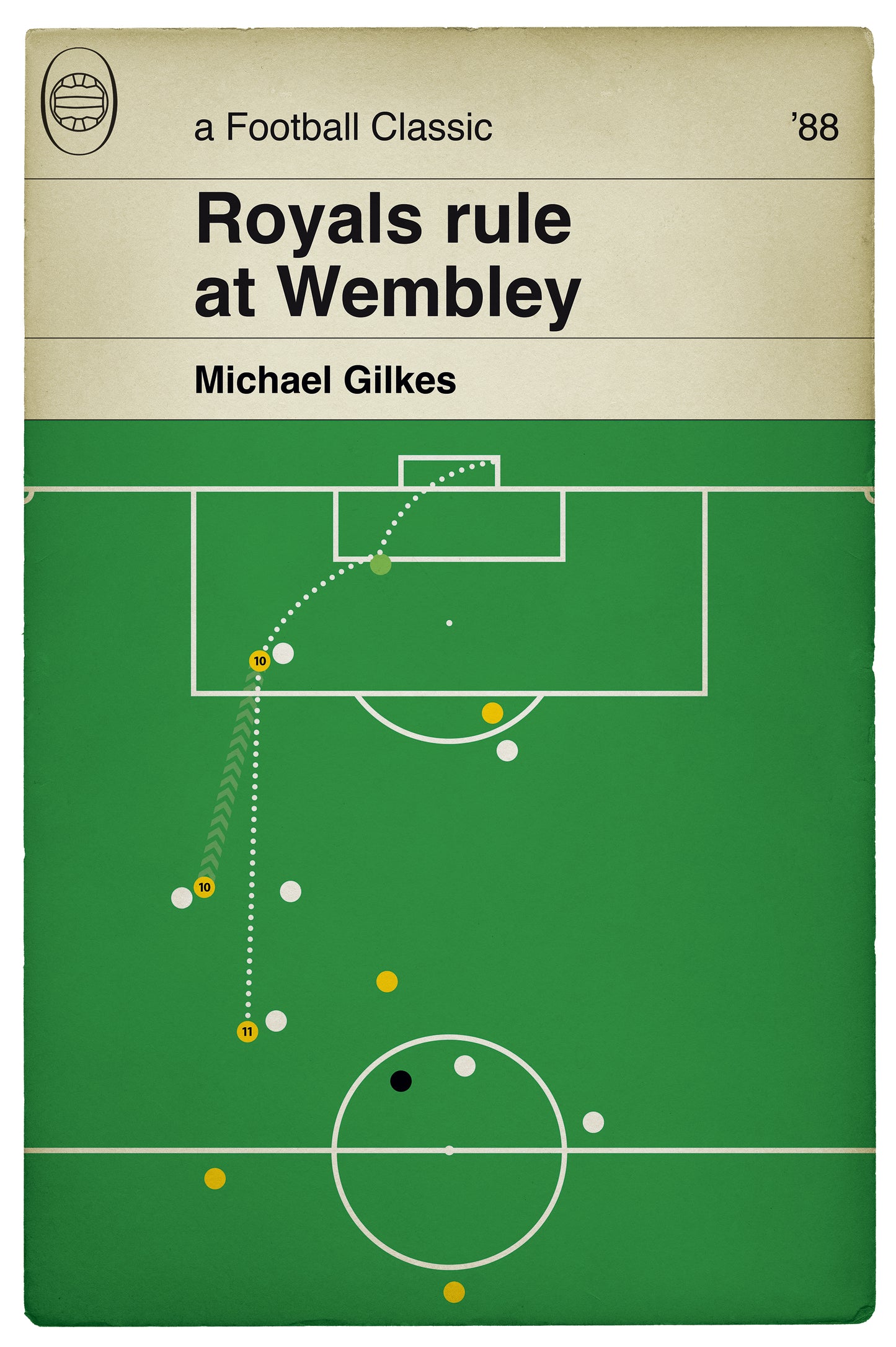 Simod Cup Final 1988 - Michael Gilkes Goal - Reading 4 Luton Town 1 - Reading Wembley Win - Book Cover Print - Football Gift (Various Sizes)