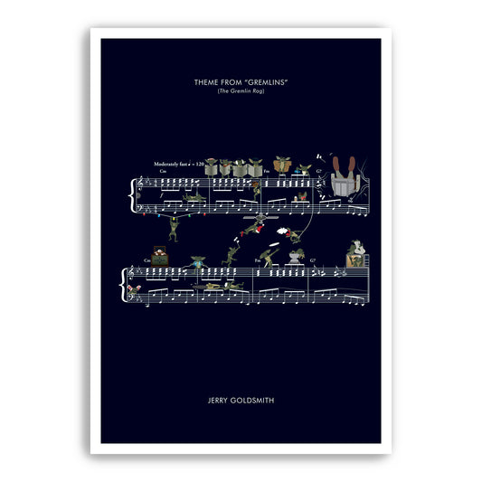 Gremlins - Theme by Jerry Goldsmith - The Gremlin Rag - Movie Classics Poster - Soundtrack Sheet Music (Various Sizes)