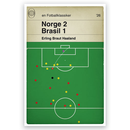 Erling Braut Haaland Goal Poster: Norge 2 Brasil 1 - 2026 World Cup - Football Fan Art