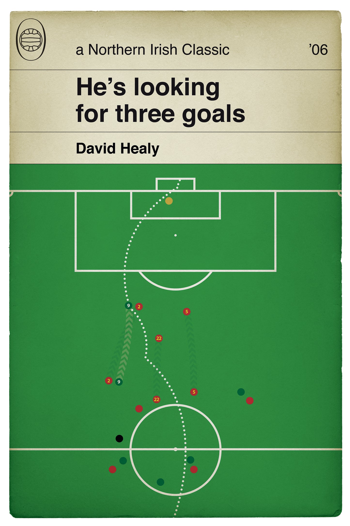 David Healy Hat-Trick Goal - Northern Ireland 3 Spain 2 - Euro 2008 Qualifier - Classic Book Cover - Football Poster (Various Sizes)