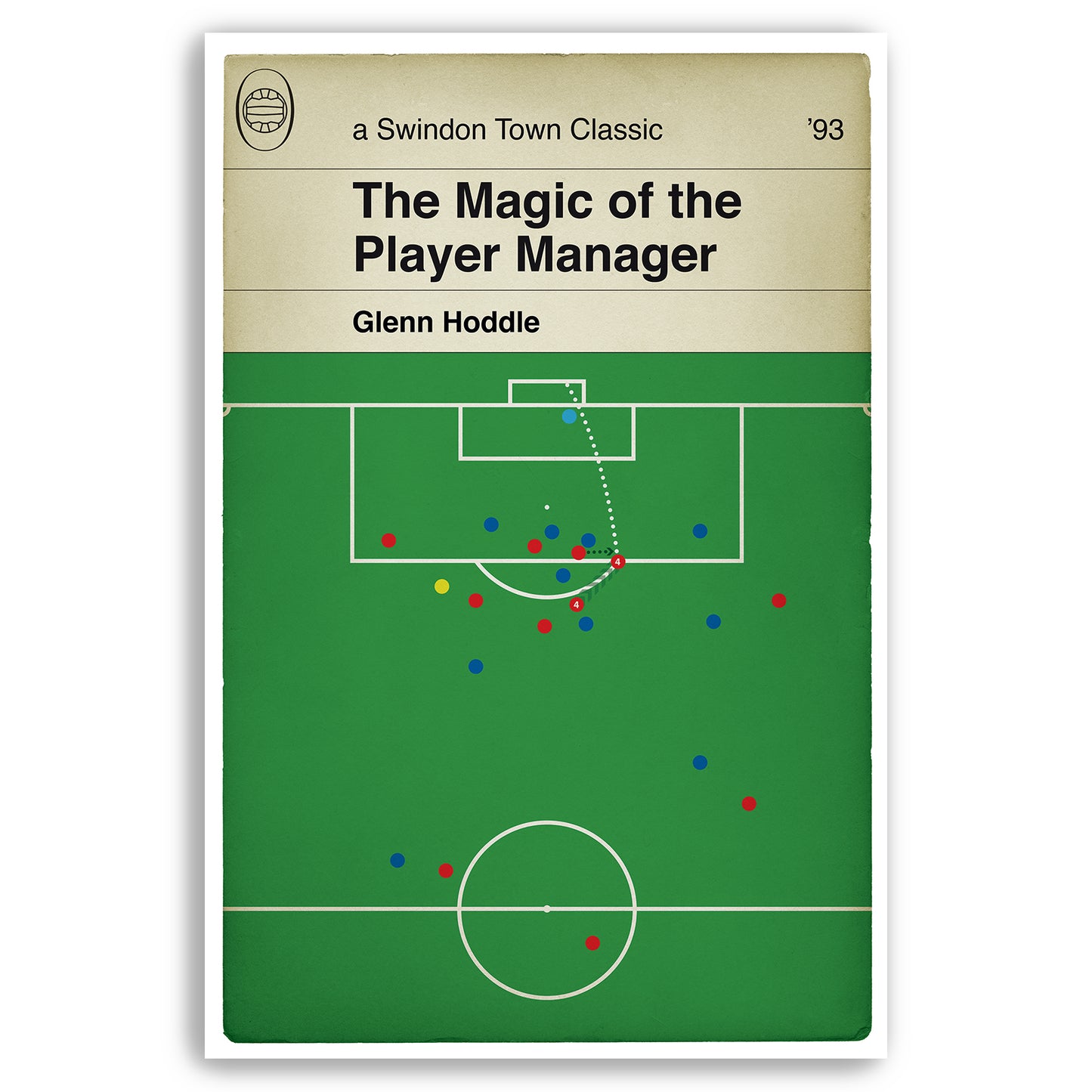 Swindon Town goal v Leicester - Glenn Hoddle - 1993 Play-Off Final - Swindon 4 Leicester City 3 - Classic Book Cover Poster (Various Sizes)