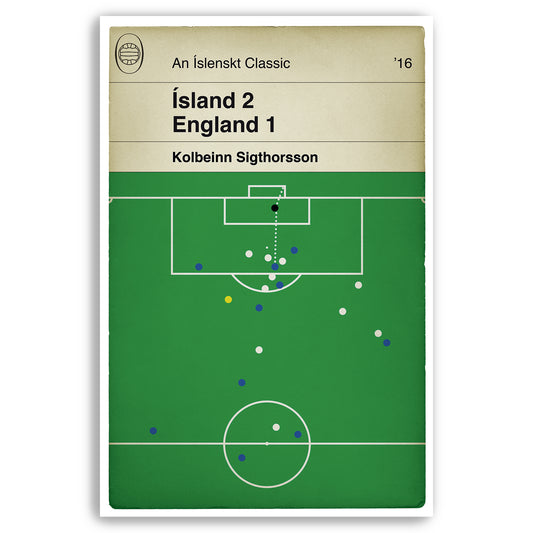Ísland - Iceland Goal Art - Kolbeinn Sigthorsson winning Goal v England in Euro 2016 - Football Print - Classic Book Cover Poster (Various Sizes)