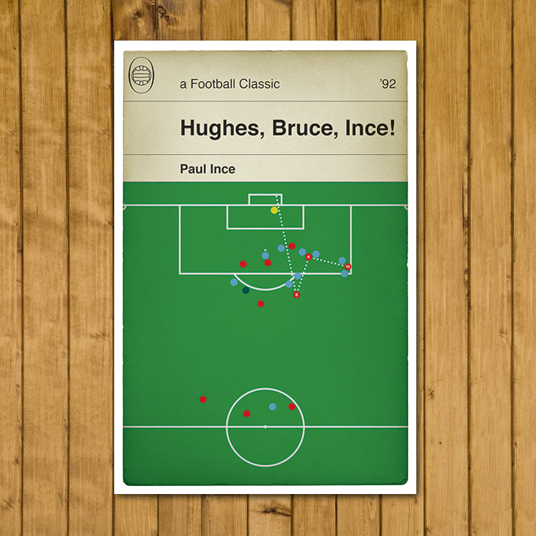 Manchester United goal v Manchester City - Paul Ince Goal - The Guv'nor - Cantona Debut - Book Cover Poster - Football Gift (Various Sizes)