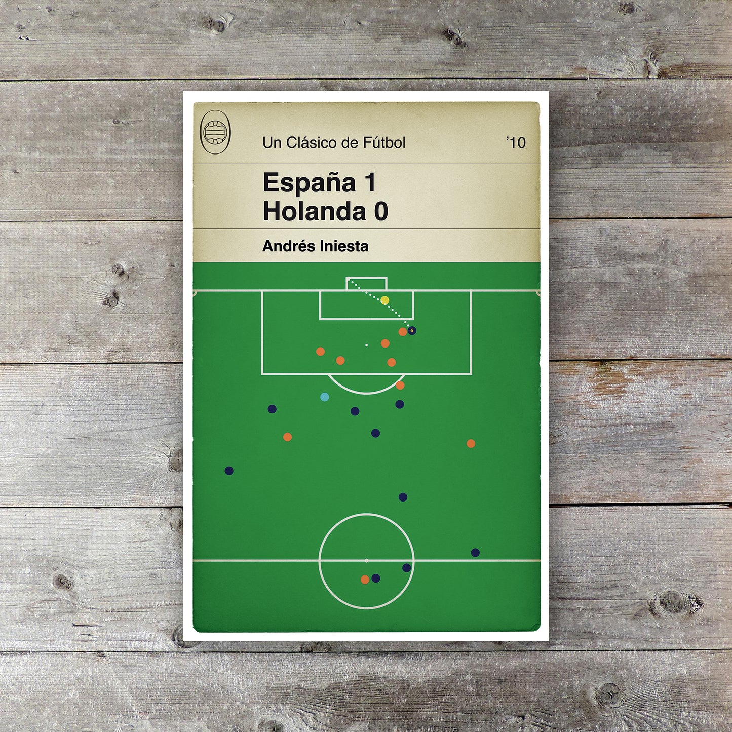 Andrés Iniesta winning goal v Holland 2010 - España 1 Holanda 0 - Spain - Campeones del mundo - Book Cover Poster (Various Sizes)