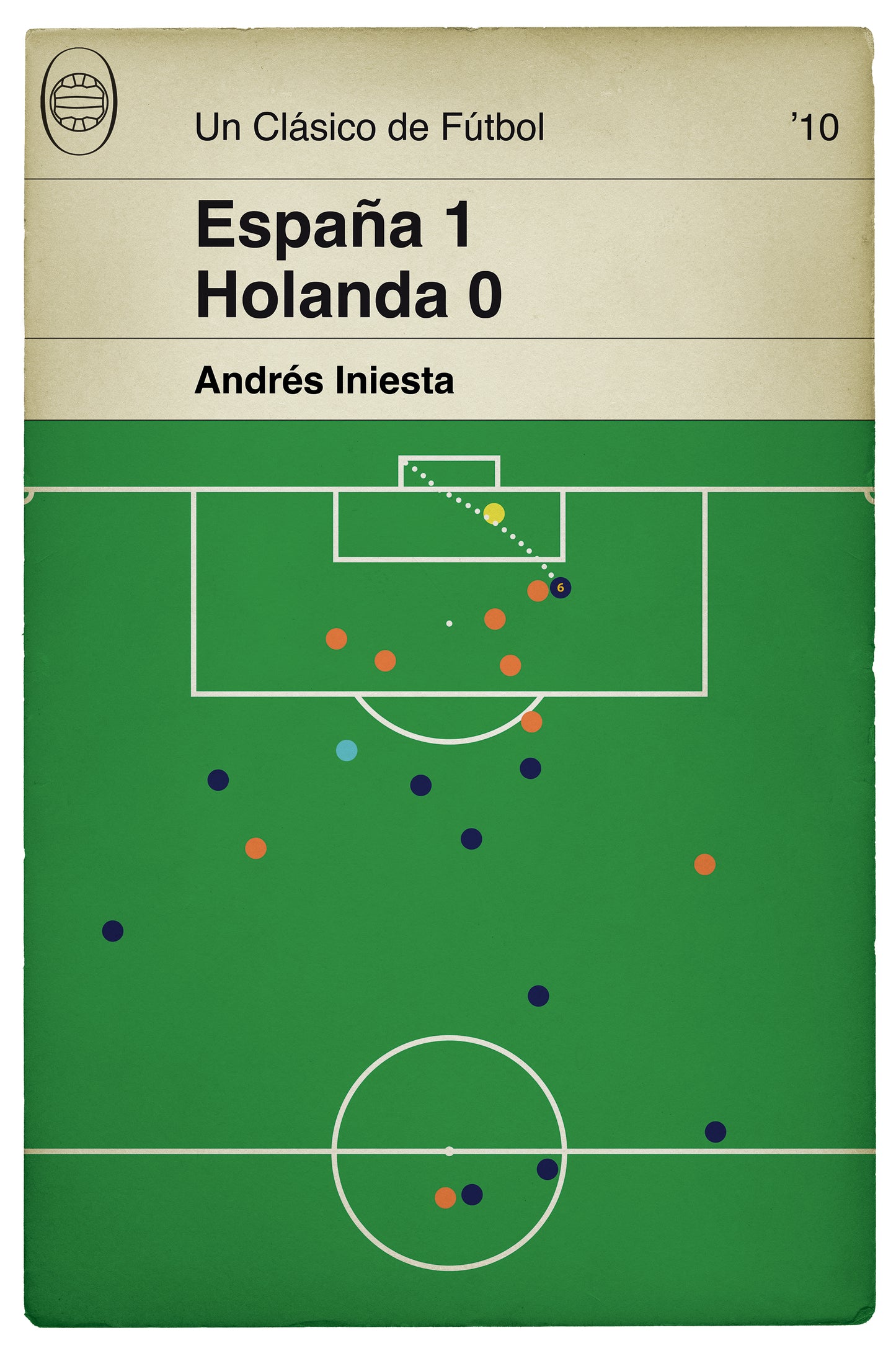 Andrés Iniesta winning goal v Holland 2010 - España 1 Holanda 0 - Spain - Campeones del mundo - Book Cover Poster (Various Sizes)