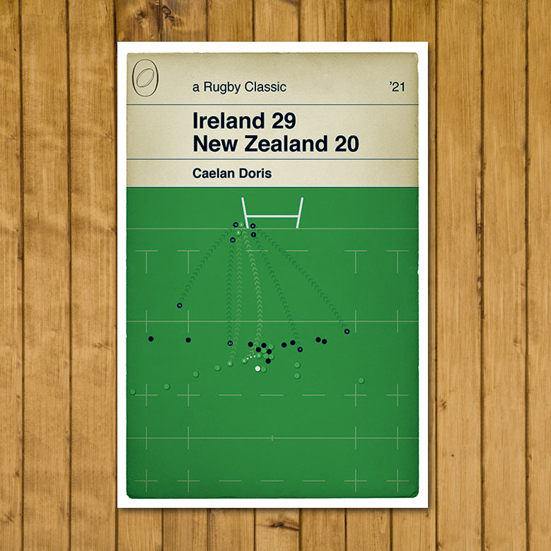 Ireland 29 New Zealand 20 - Caelan Doris Try - Autumn International 2021 - Rugby Book Cover Poster (Various Sizes)