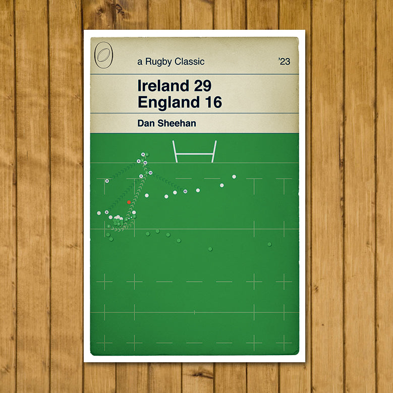 Ireland 29 England 16 - Dan Sheehan Try - Grand Slam Win - Six Nations 2023 - Classic Rugby Book Cover Poster (Various Sizes)