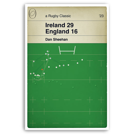 Ireland 29 England 16 - Dan Sheehan Try - Grand Slam Win - Six Nations 2023 - Classic Rugby Book Cover Poster (Various Sizes)