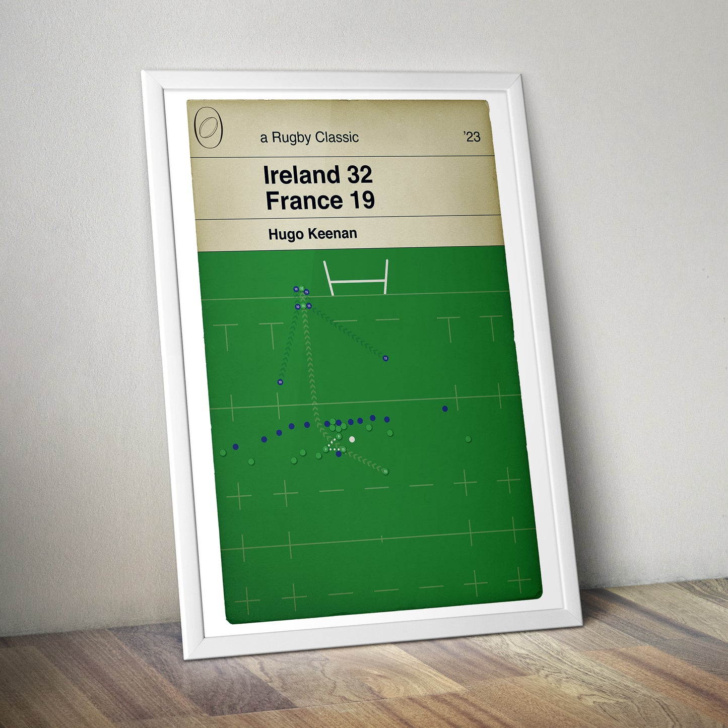 Ireland 32 France 19 - Hugo Keenan Try - Six Nations 2023 - Classic Book Cover Poster (Various Sizes)