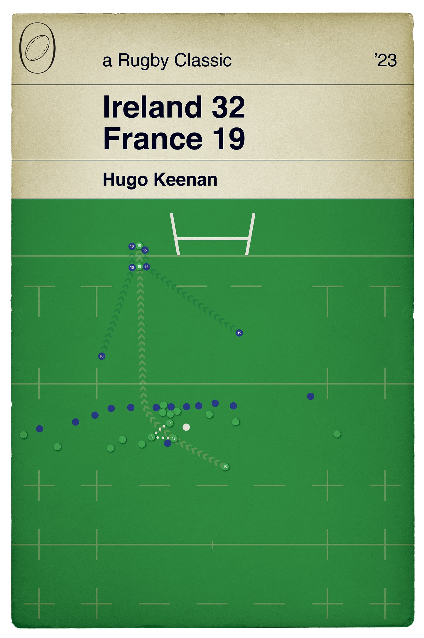 Ireland 32 France 19 - Hugo Keenan Try - Six Nations 2023 - Classic Book Cover Poster (Various Sizes)