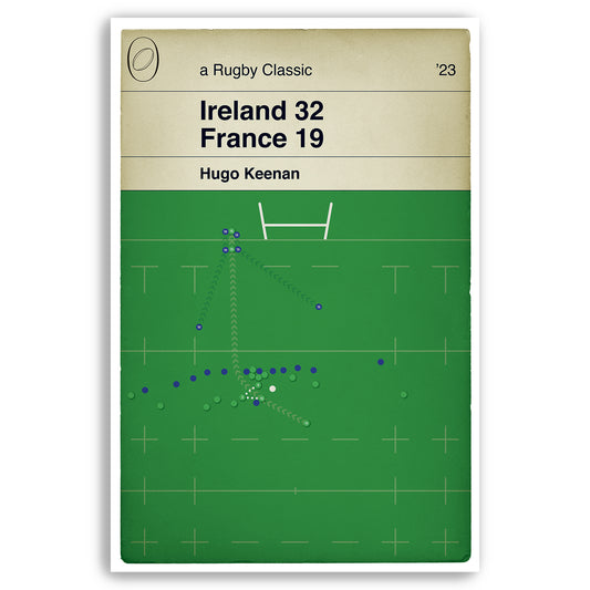 Ireland 32 France 19 - Hugo Keenan Try - Six Nations 2023 - Classic Book Cover Poster (Various Sizes)
