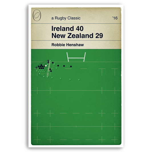 Ireland 40 New Zealand 29 - Robbie Henshaw Try - Ireland's first ever win against the All Blacks - Chicago 2016 - Rugby Print - Classic Book Cover Poster (Various Sizes)