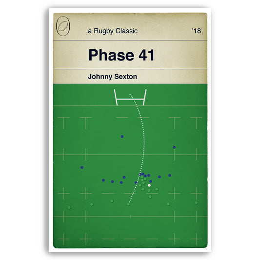 Johnny Sexton Drop Goal - Phase 41 - France 13 Ireland 15 - Six Nations 2018 - Rugby Book Cover Poster (Various Sizes Available)