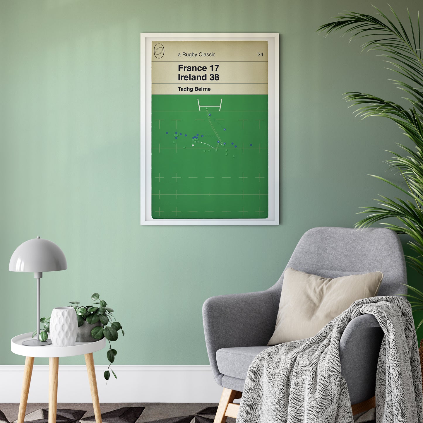 Irish Rugby Win - Tadhg Beirne Try - France 17 - 38 Ireland - Six Nations 2024 - Rugby Poster - Irish Gift - Various Sizes