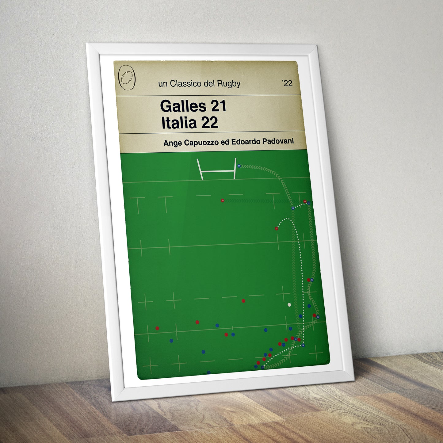 Galles 21 Italia 22 - Edoardo Padovani Try - Ange Capuozzo Run - Six Nations 2022 - Wales 21 Italy 22 - Rugby Book Poster (Various Sizes)