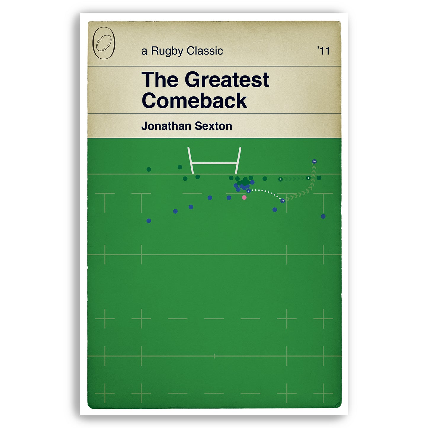 Leinster try v Northampton - European Cup Final 2011 - Jonathan Sexton 1st Try - Rugby Poster - Book Cover Art - Rugby Gift (Various Sizes)