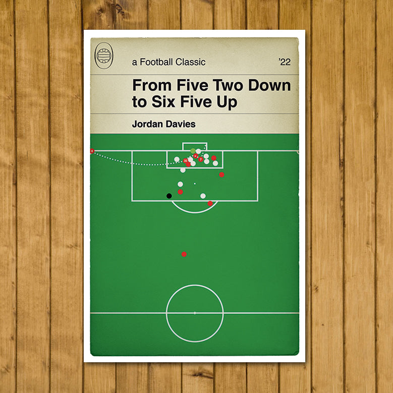 Wrexham winner v Dover Athletic - Jordan Davies Goal - Wrexham 6 Dover Athletic 5 - Classic Book Cover Print - Football Gift (Various Sizes)