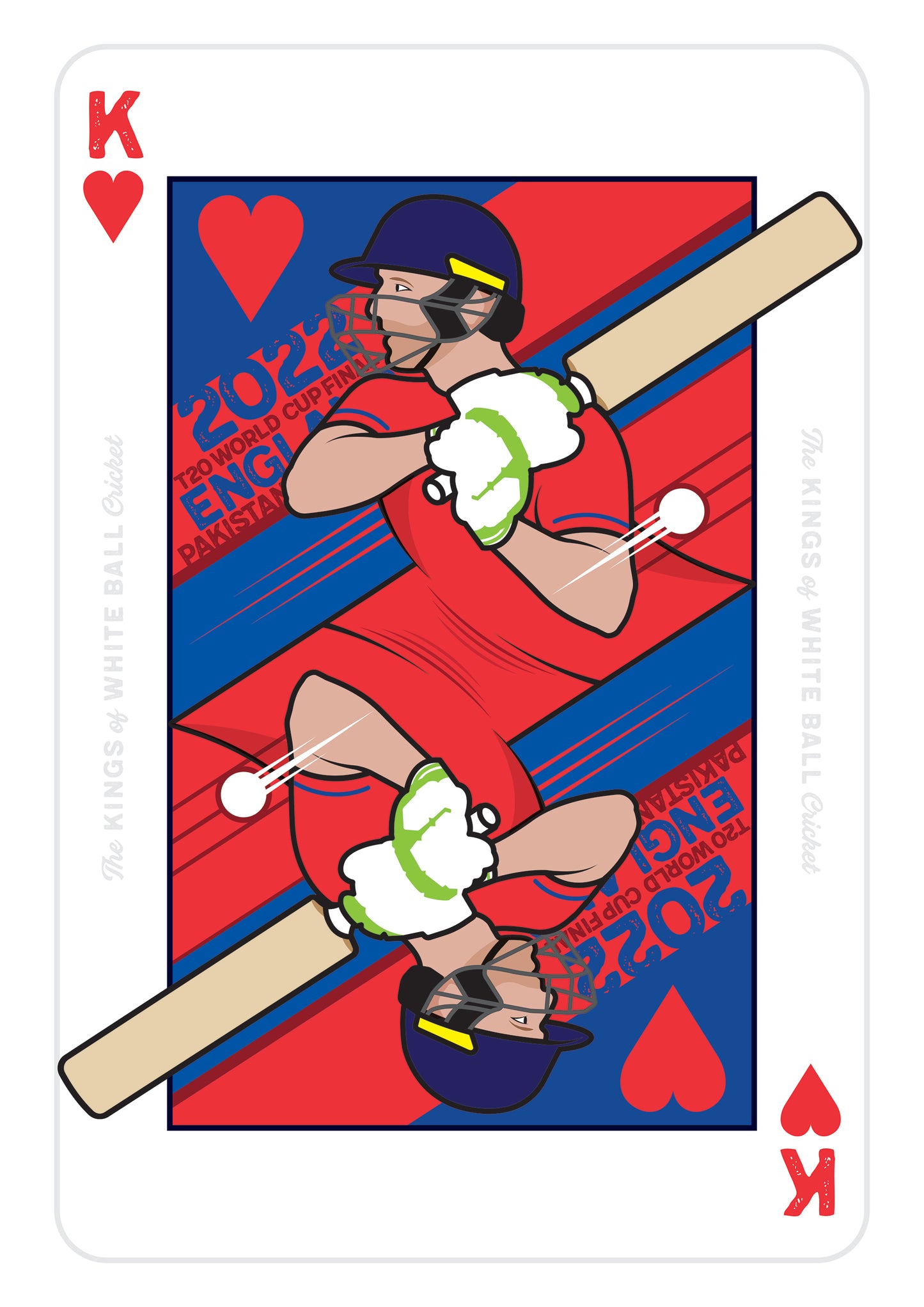 England Cricket - The Kings of White Ball Cricket - World Cup Winners - ODI World Cup 2019 and T20 World Cup 2022 - Playing Cards Poster - Various Sizes