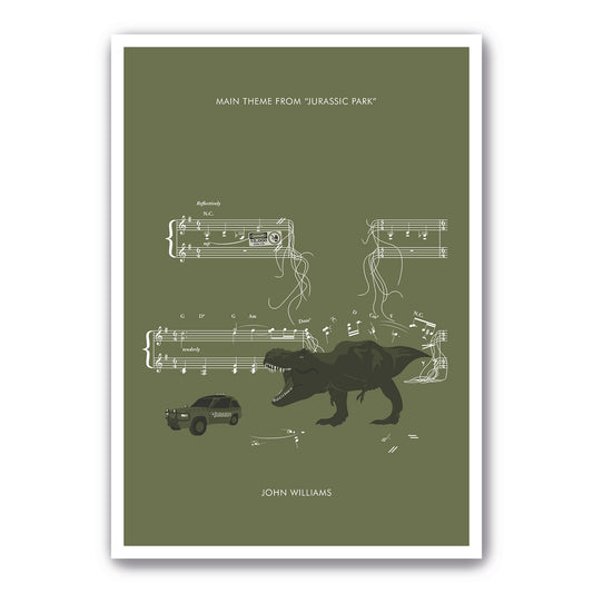Jurassic Park Main Theme by John Williams - Soundtrack Print - Movie Classics Poster - T Rex - Jurassic Park Gift (Various Sizes)