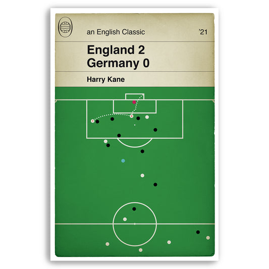 England 2 Germany 0 - Harry Kane goal against Germany - Euro 2020 - Football Print - Classic Book Cover Poster (Various Sizes)