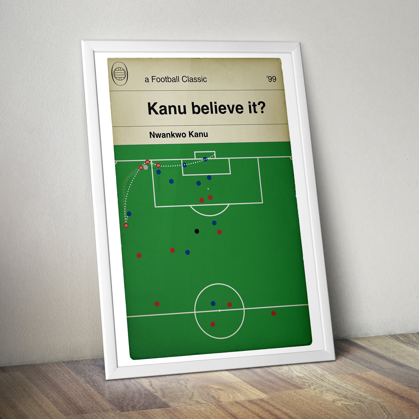 Kanu Hat Trick - Arsenal winner v Chelsea in 1999 - Chelsea 2 Arsenal 3 - Classic Book Cover Goal Print - Wall Decor Poster (Various sizes)