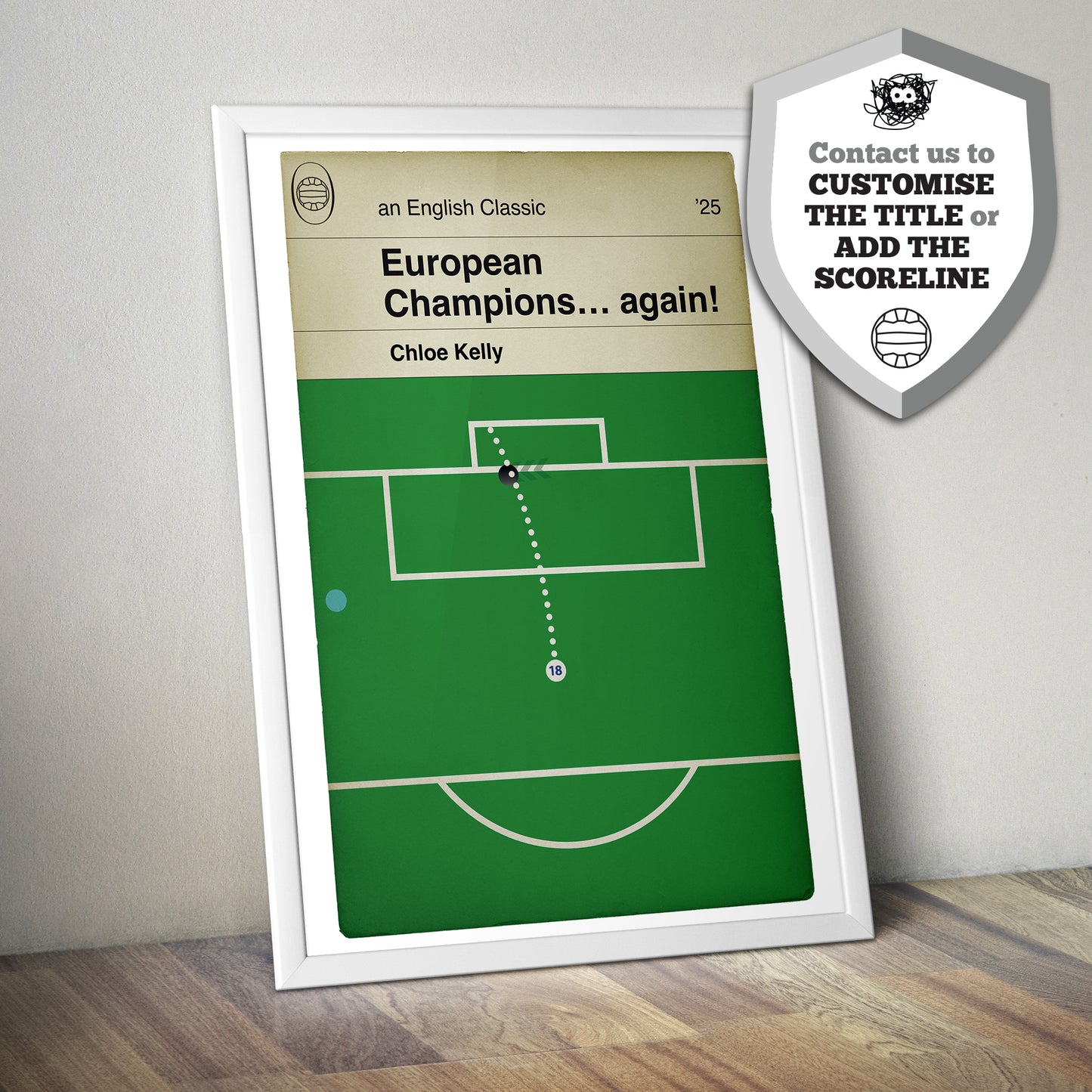 England European Champions - Chloe Kelly Winning Penalty - Euro 2025 Final - Gift for Lionesses Fan - Football Book Cover (Various Sizes)