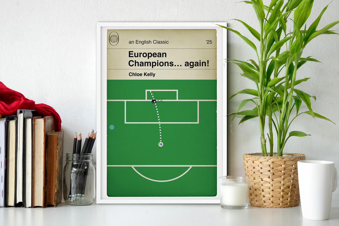 England European Champions - Chloe Kelly Winning Penalty - Euro 2025 Final - Gift for Lionesses Fan - Football Book Cover (Various Sizes)