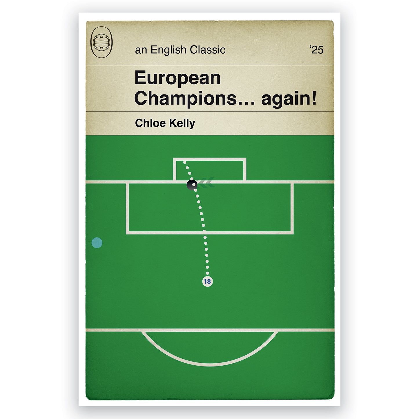 England European Champions - Chloe Kelly Winning Penalty - Euro 2025 Final - Gift for Lionesses Fan - Football Book Cover (Various Sizes)
