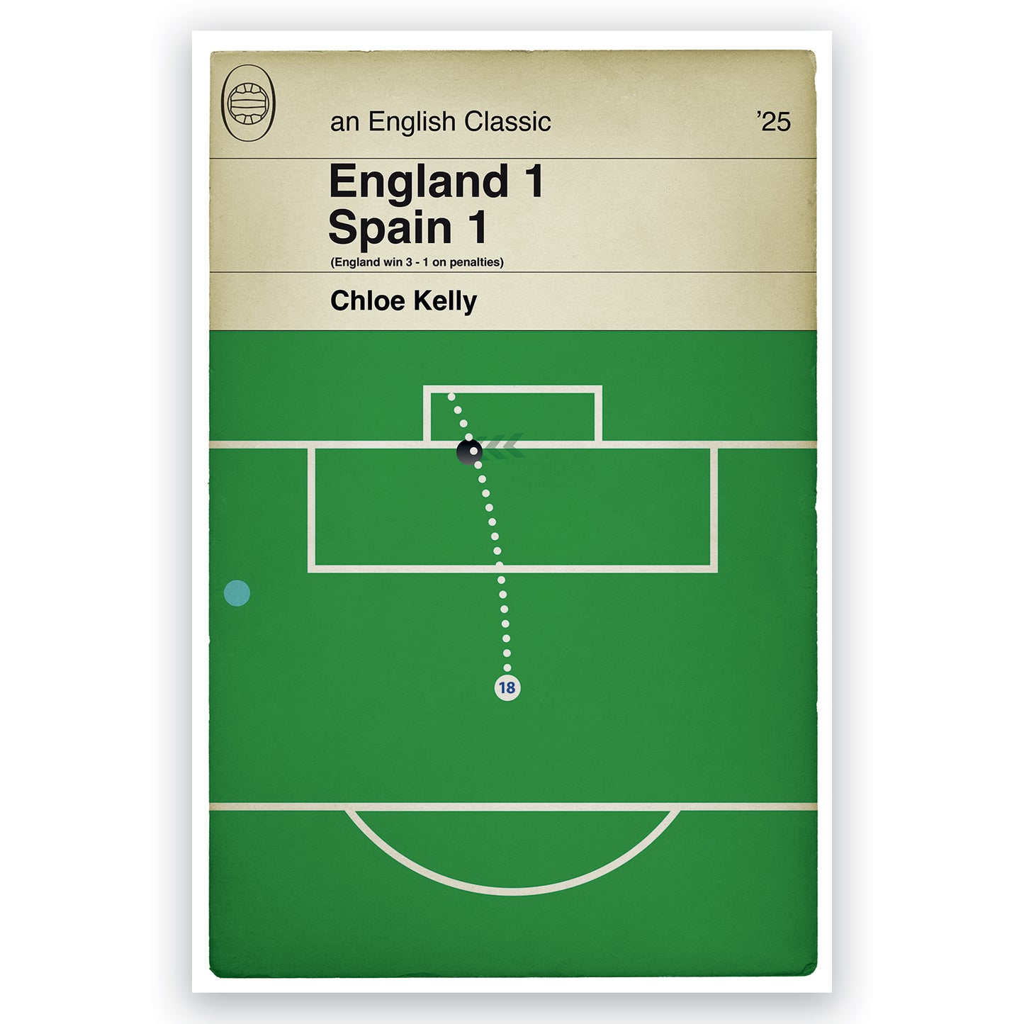 Chloe Kelly Winning Penalty - England 1 Spain 1 - Women's Euro 2025 Final - Gift for Lionesses Fan - Football Book Cover (Various Sizes)