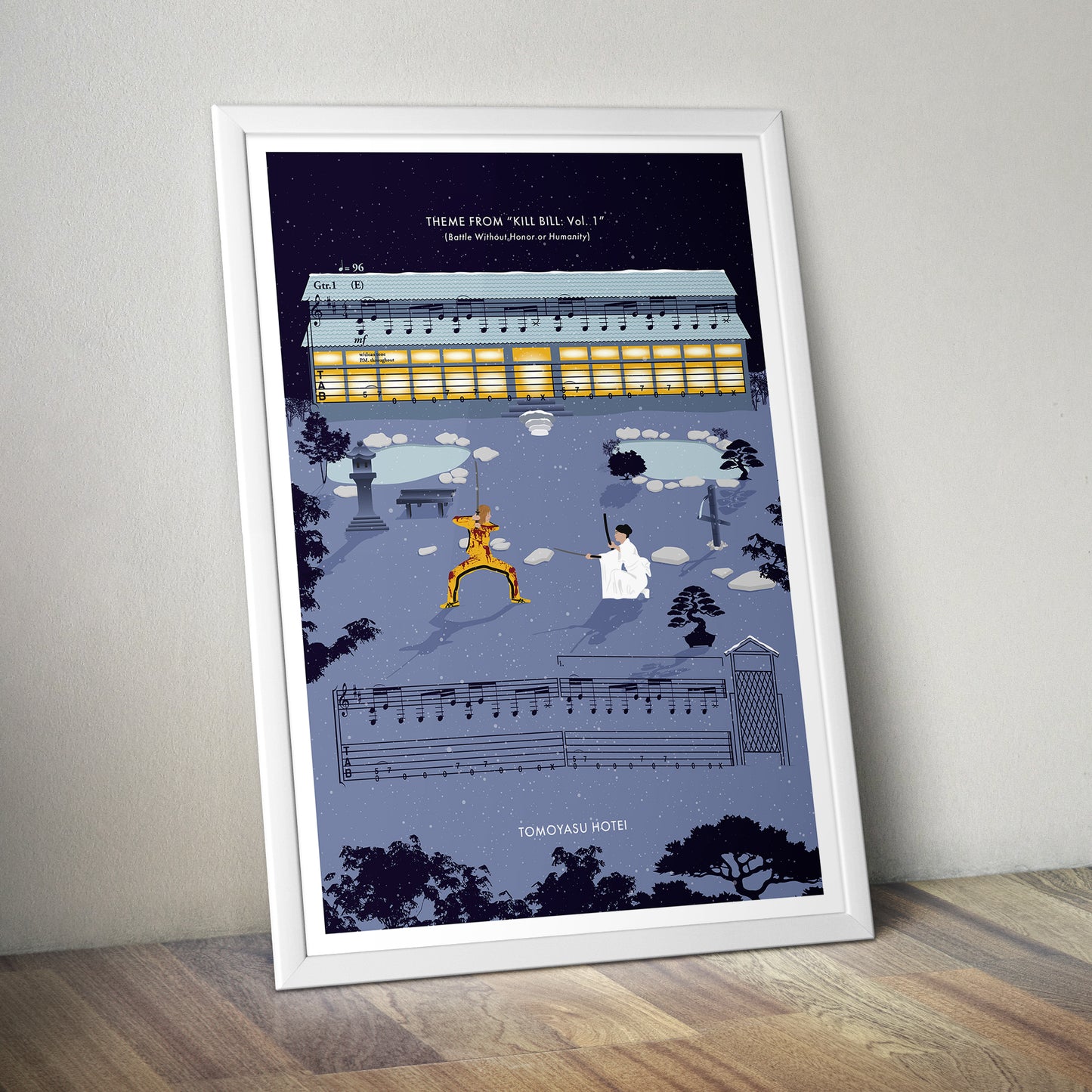 Kill Bill Sheet Music Poster - Battle Without Honor or Humanity Print - Tomoyasu Hotei Song Notes Wall Art - Movie Soundtrack Gift
