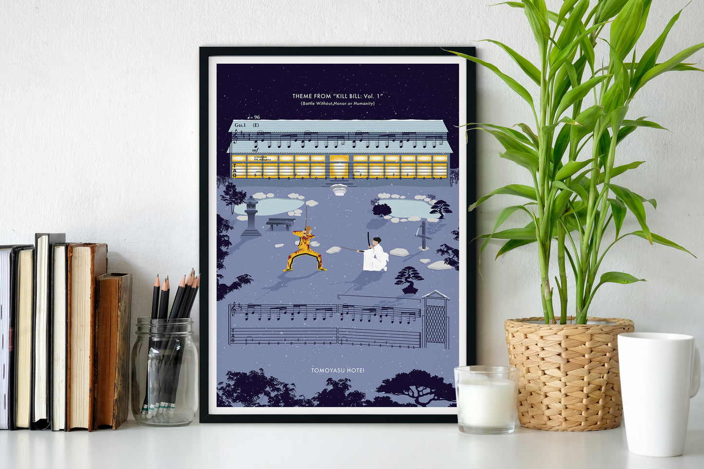 Kill Bill Sheet Music Poster - Battle Without Honor or Humanity Print - Tomoyasu Hotei Song Notes Wall Art - Movie Soundtrack Gift